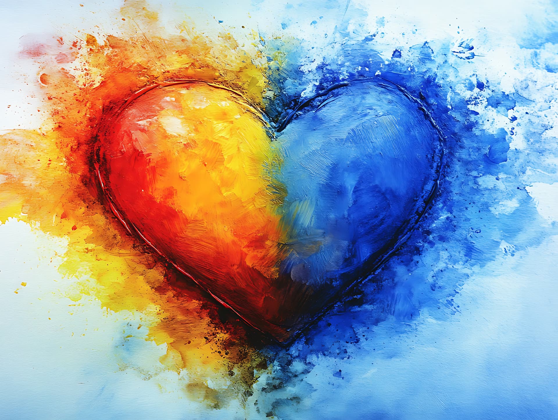 Abstraktes Herz in warmen und kühlen Farben