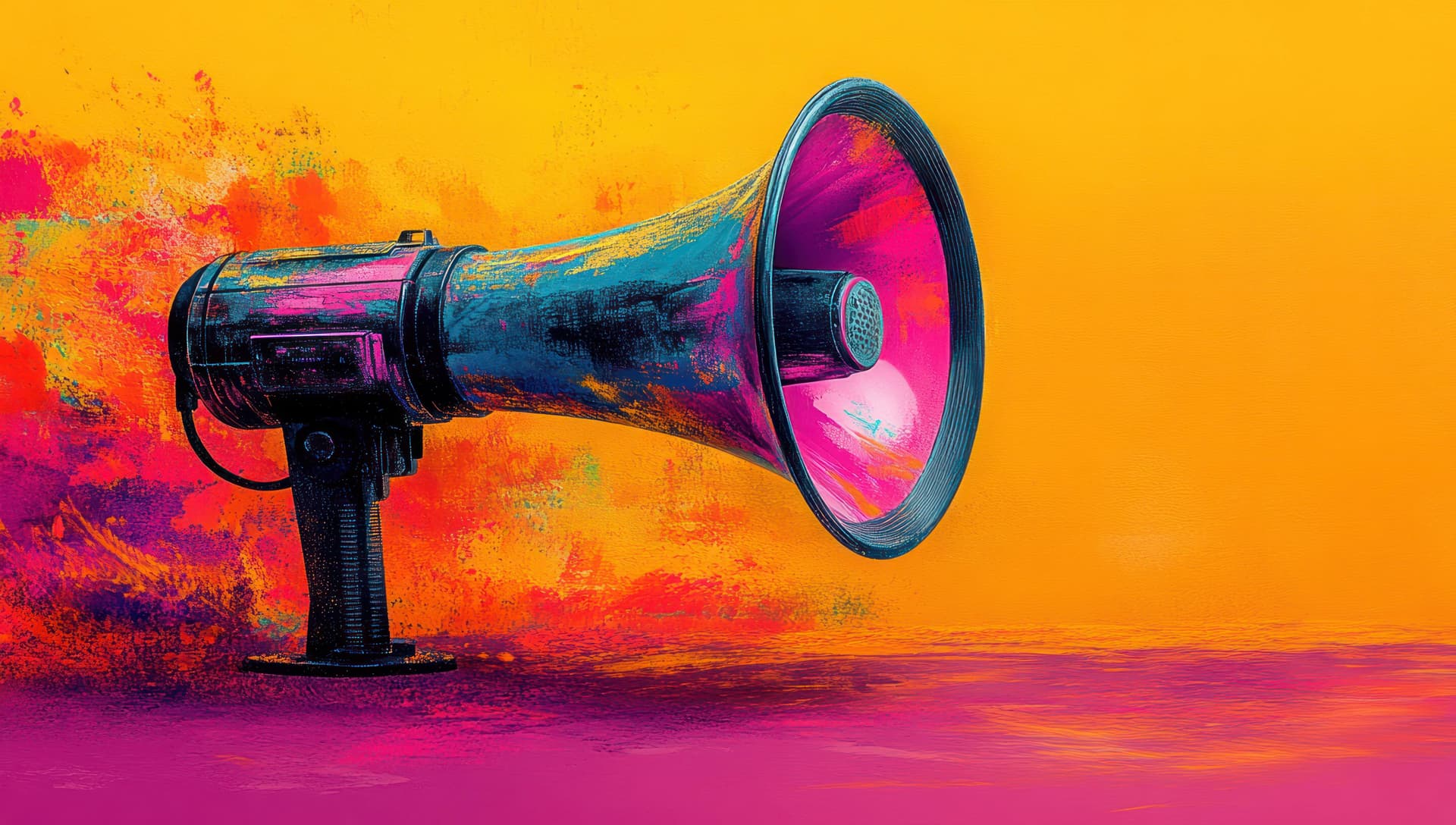 Buntes Megafon symbolisiert Kampagnenkommunikation